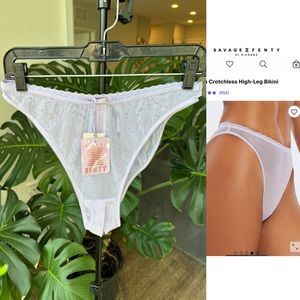 NWT Savage x Fenty Mesh Crotchless High Waist Bikini in Purple Lavender, size XL